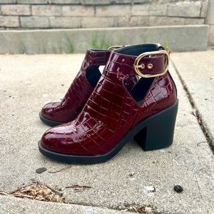 Topshop alligator embossed ankle boots